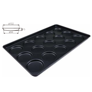 4" 15-Cavity Continuous-Arc Hamburger Bun Pan (1000 Series Non-stick) / SN1615