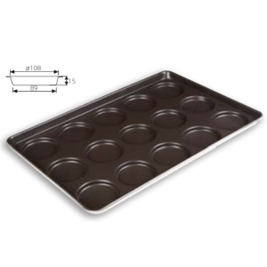 4" 15-Cavity Flat-Bottom Hamburger Bun Pan (1000 Series Non-stick) / SN1616