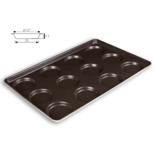 4" 12-Cavity Flat-Bottom Hamburger Bun Pan (1000 Series Non-stick) / SN1617