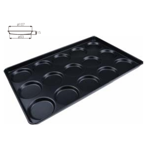 4" 15-Cavity Continuous-Arc Hamburger Bun Pan (1000 Series Non-stick) / SN1618