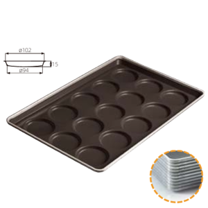 4" 15-Cavity Continuous-Arc Square Burger Bun Pan (1000 Series Non-stick) / SN1620