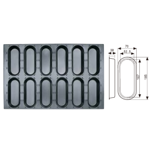 12-Cavity Long Strip Mold (1000 Series Non-stick) / SN9054