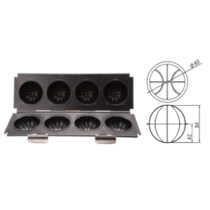 4-Cavity Basketball Mold (1000 Series Non-Stick) / SN9109